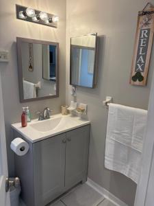 a bathroom with a sink and a mirror at Oasis of the forest in Brandon