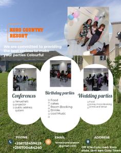 a collage of photos of a group of events at koro country resort in Gulu