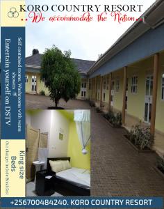 a collage of photos of a korea country resort at koro country resort in Gulu