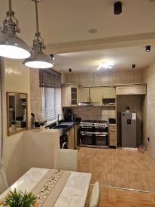 a large kitchen with stainless steel appliances at Deluxe unique homes kampala in Kampala