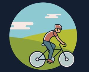 ein Mann, der mit dem Fahrrad einen Hügel hinunterfährt in der Unterkunft Ravito in Peissant