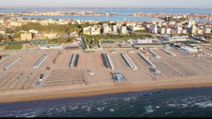 an aerial view of a large parking lot on the beach at Bungalow Chalet sulla Spiaggia in Chioggia