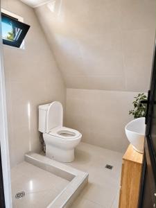 a bathroom with a toilet and a sink at Cappadociagarden in Kutaisi +5 photos