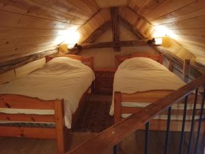 a room with two beds in a cabin at La chambre Nature chez les garçons in Saint-Paul-sur-Yenne +4 photos