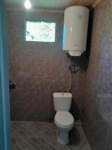 a bathroom with a toilet and a window at Hotel Dede in Lentekhi +15 photos