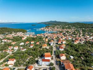 an aerial view of a small town next to the water at Villa Bosotina Royal Sea View in Kukljica