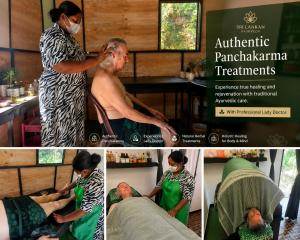 a collage of pictures of a man getting a haircut at Mountain Breeze Villa & Ayurveda Spa in Ella +107 photos