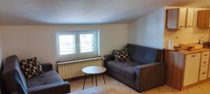 a living room with two chairs and a couch and a table at Apartmani Volme in Banjole