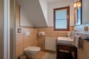 a bathroom with a toilet and a sink at Serenity Residence Hotel & Wellness in Liptovský Trnovec +33 photos