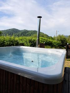 a jacuzzi tub with a water fountain at Zen Retreat House Sovata in Sovata