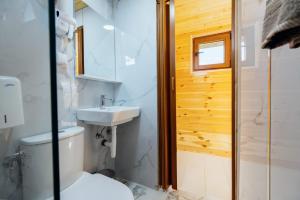 a bathroom with a toilet and a sink at Lenka & Anika in Nikšić