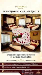 a collage of pictures of a hotel room with beds at Maharaja Resort Pvt Ltd in Butwāl