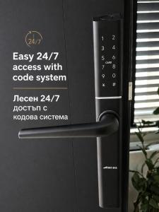 a close up of a microwave oven with the door open at Enza Suites in Shumen