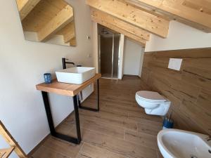 a bathroom with a sink and a toilet at Dalla zia Gemma in Carano