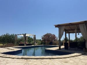 a swimming pool with a pergola and a swimming poolvisor at Garden Suite Vila Girasoles in Cálig +17 photos