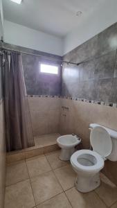 a bathroom with a toilet and a sink and a shower at Los Olivos in San Luis