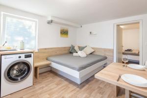 a room with a bed and a washing machine at Poli in Šmarje-Sap