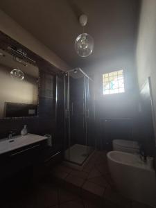a bathroom with a shower and a toilet and a sink at La Casina in Pontedera