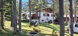 a white house with trees in front of it at Chalet M in Davos