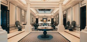 A seating area at The Strand, Yangon