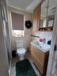 a bathroom with a toilet and a sink and a mirror at Hampton Water Rooms Peterborough in Peterborough +15 photos