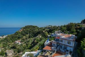 an aerial view of a house on a hill next to the ocean at Hotel Residence - Parco Mare Monte in Casamicciola Terme