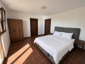 a bedroom with a large white bed and a window at Darinka in Ulcinj