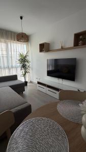 a living room with a large flat screen tv at Apartamentos FELIP 2 in Burriana