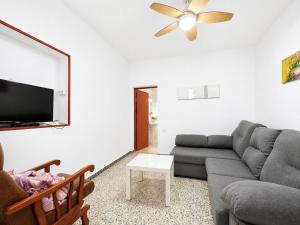 a living room with a couch and a tv at Casa de Los Arbolitos in El Palmar