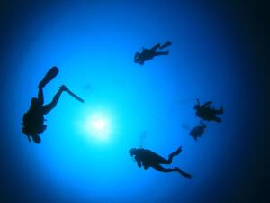 a group of people swimming in the water at The Sandscape Fuvahmulah in Fuvahmulah