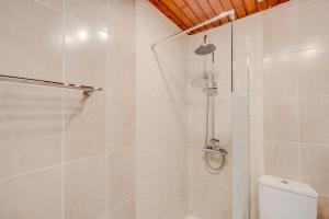 a bathroom with a shower and a toilet at Merika Complex 1 in Perivolia +84 photos