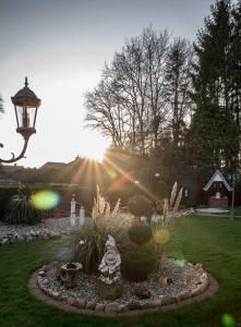 a garden with a cactus and a street light at Ferienwohnung Schoon, 85042 in Ostrhauderfehn +21 photos