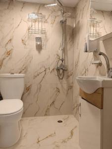 a bathroom with a toilet and a sink at Blacktree Edirne in Edirne +8 photos