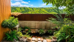 a garden with plants and a view of a hill at LaLa Hill in Ấp Kim Thạch +7 photos