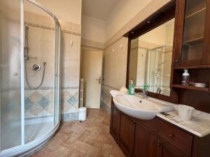 a bathroom with a sink and a shower at Bartahouse in Peccioli