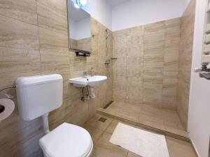 a bathroom with a toilet and a sink at Greenstone Land - Corbu in Năvodari +31 photos