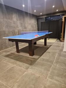 a blue ping pong table in a room at Chalet 1600 Kopaonik & Spa in Kopaonik