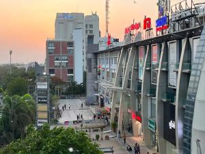 a view of a city street with buildings at Ira By Orchid Bhavnagar in Bhavnagar