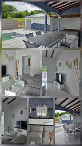 a collage of photos of a living room at VILLA Orchidée in Le Moule