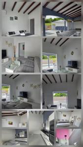 a collage of photos of a living room and kitchen at VILLA Orchidée in Le Moule