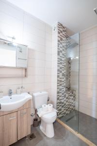 a bathroom with a toilet and a sink and a shower at Corfu Dream Holidays Villas in Glyfada +26 photos