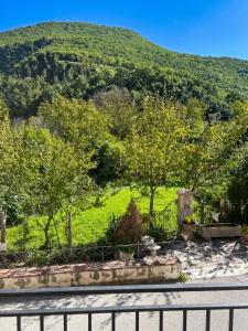 a view of a garden with a hill in the background at House with Private Pool in Spindoli - 100 m² in Spindoli