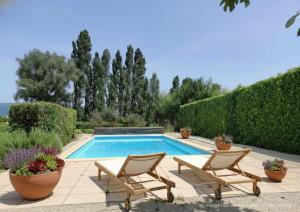 a swimming pool with two lounge chairs at Le Mas de la Vivande in Marsanne