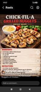 a menu for a chicken grilled nuggets recipe at Vinoregis Entertainment Lounge in Owerri