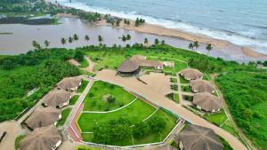 an aerial view of a resort near the beach at Nyansapo Eco Resort in Cape Coast