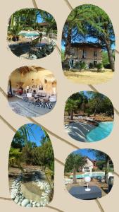 a collage of pictures of different houses andyards at Le Clos St Justin Votre étape sur la route des vacances à 10 mn de Center Parc et Chambord in Ligny-le-Ribault