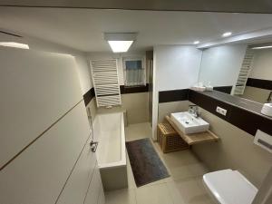 a bathroom with a sink and a mirror at Ferienwohnung Kleinwalsertal in Hirschegg