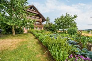 a garden in front of a house at Ferienwohnung Panorama in Freiamt