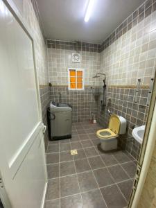 a bathroom with a toilet and a sink at شقة عوقد in Okkad +4 photos