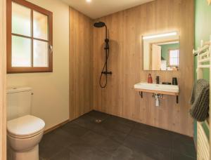 a bathroom with a toilet and a sink at Les Chalets de l'Ours in Cauterets +30 photos